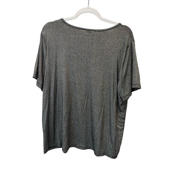 Old Navy XL Luxe Shimmery Black and Silver V Neck Short Sleeve Top - Picture 3 of 6